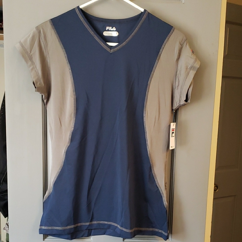 Fila Navy/Silver V-Neck T-Shirt